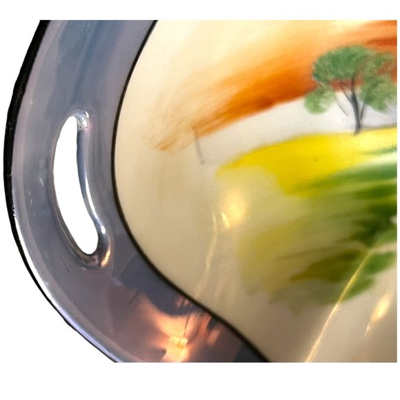 Vtg 1920s NORITAKE Lusterware Porcelain Handpainted Art Double Handle Swan Japan - Picture 6 of 10